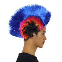 Perruque synthétique de fête amusante en gros d'usine, perruque complète sans dentelle, perruque mohawk en coquille de coq