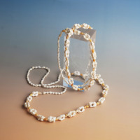 Élégant Collier Long Fait Main Perlé de Plage en Coquillages Naturels Bohème