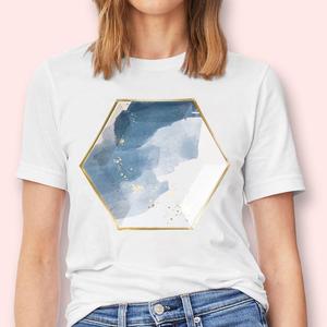 Nouveau T-<span class=keywords><strong>shirt</strong></span> pour femmes à motif géométrique, mode estivale, haut décontracté, style Harajuku, t-shirts graphiques, t-<span class=keywords><strong>shirt</strong></span> surdimensionné - Product Image 1