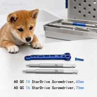 Obeng Bit Profesional untuk Bedah Ortopedi Hewan AO QC T4 T6 Star Drive, untuk Operasi Tulang Hewan Peliharaan dengan Sistem Mini TPLO