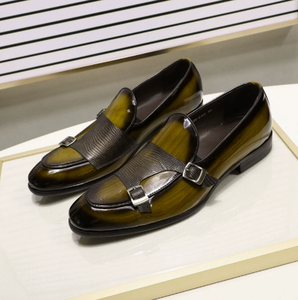 รองเท้าหนังแท้แบบ Monk Strap สำหรับผู้ชาย หัวแหลม ปิดด้วยหัวเข็มขัด สีพื้น เหมาะสำหรับใส่ทำงาน ใส่ได้ทุกฤดู - Product Image 6