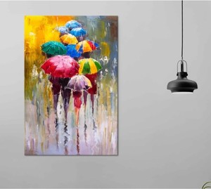 Peinture à l'huile peinte sur mesure, vente en gros, Art mural, décor de maison, salon, chambre à coucher, parapluie de pluie, <span class=keywords><strong>cadre</strong></span> de toile <span class=keywords><strong>moderne</strong></span> <span class=keywords><strong>abstrait</strong></span> - Product Image 1