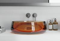 Lavabo de salle de bain moderne en résine transparente, éco-responsable, capacité 12L, finition polie, avec drain, garantie 5 ans