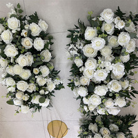 IFG vente en gros, chemin de table floral sik 3d, guirlande décorative blanche de roses vertes, chemin de fleurs