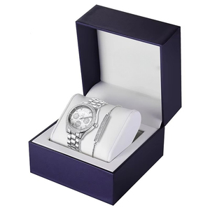 Ensemble de montres à quartz pour femmes en or rose, étanches, avec cadran pavé de cristaux, bracelet en acier inoxydable, bracelet assorti inclus - Product Image 4