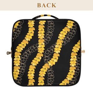 Pochette de maquillage professionnelle hawaïenne personnalisée noire avec fermeture éclair métallique et poignée, pour organiser les cosmétiques - Product Image 6