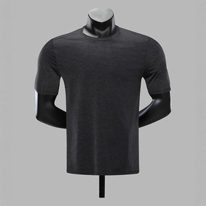 T-shirt en nylon bleu pour homme, manches courtes, couleur unie, coupe ajustée, vêtements de sport - Product Image 4