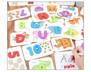 Thẻ Số Và Bảng Chữ Cái <span class=keywords><strong>Flash</strong></span> Cho Trẻ Em Đồ Chơi Giáo Dục ABC Montessori Trò Chơi Xếp Hình Động Vật Chữ Cái Bằng Gỗ Mầm Non - Product Image 1