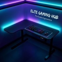 Table de jeu E-Sports de type L AOR, cadre en acier inoxydable, montage facile, multifonctionnelle, en panneau de fibres, design ergonomique, bureaux de travail