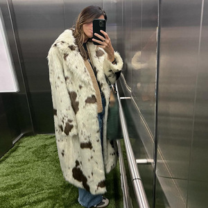 Manteau Long en Fausse <span class=keywords><strong>Fourrure</strong></span> JinLan pour Femme, Vêtement d'Extérieur Tendance Automne-Hiver, Motif Vache Naturel, Chaud en Fausse <span class=keywords><strong>Fourrure</strong></span> de Renard - Product Image 5