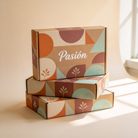 Boîte d'emballage en carton ondulé anti-écrasement avec motif géométrique imprimé offset moderne, production 72H