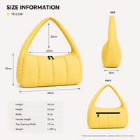 Sac Hobo matelassé personnalisé avec logo, en nylon rembourré, à porter sous le bras ou à l'épaule, avec fermeture éclair, sac à main décontracté pour femme, vente en gros OEM