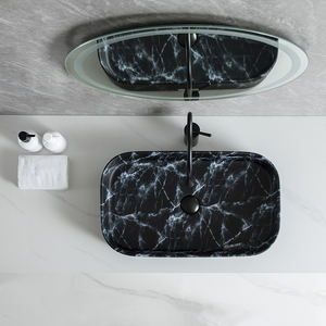<span class=keywords><strong>Precio</strong></span> de fábrica Estilo de mármol Mesa de cerámica negra Fregadero DE ARTE rectangular Baño Superficie sólida <span class=keywords><strong>Lavabo</strong></span> elegante - Product Image 3