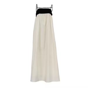 เดรสยาวดีไซน์ใหม่คุณภาพสูง เรียบหรู สายเดี่ยว เซ็กซี่ เหมาะสำหรับใส่ไปทะเล ฤดูร้อน สีดำ สีขาว ผ้าลินิน - Product Image 5