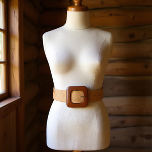 Cintura con fibbia quadrata in resina Bark, larghezza 3,5 cm, cintura in tessuto stile bohémien per donna e uomo - Product Image 2