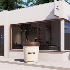 Sculpture géante écologique en forme de tasse de café pour l'entrée de café, modèle personnalisé en fibre de verre, statue décorative sur le thème des boissons - Product Image 2