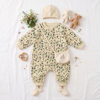 Combinaison à manches longues pour nouveau-né fille, imprimé Floral mignon, tenue de printemps et d'automne