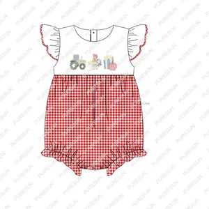 Puresun New Design Toddler Girl Outfit Farm Embroidery Girl Summer Clothes Wholesale Newborn Little Girls Clothing Sets