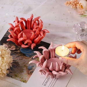 Portavelas de Cerámica con Pétalos y Logotipo en Relieve Hecho a Mano para Cenas Románticas y Decoración de Bodas, Uso Doméstico, <span class=keywords><strong>Jalo</strong></span> M0031 - Product Image 1