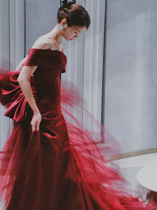 S8576F Tube <b>Top</b> High Quality Fish Tail Tube <b>Top</b> Wrap Waistline Hot Selling Lace Decoration Retro Evening Dress - Product Image 2