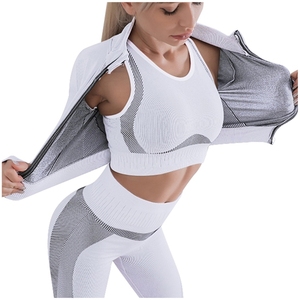 Breathable Women 3 Pieces Workout <strong>Set</strong> Sports Bra High Waist Leggings <strong>Activwear</strong> 2023 Yoga <strong>Set</strong> - Product Image 3