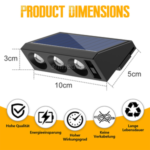 2025 ngoài trời hiện đại IP65 không thấm nước năng lượng mặt trời tường ánh sáng tương tác ấm trắng năng lượng mặt trời Powered <span class=keywords><strong>LED</strong></span> treo tường hàng rào đèn vườn - Product Image 4