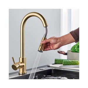 <span class=keywords><strong>Robinet</strong></span> de <span class=keywords><strong>cuisine</strong></span> moderne à poignée unique en acier inoxydable 304 Pomme de douche extractible Mélangeur d'évier d'eau chaude et froide <span class=keywords><strong>Robinet</strong></span> en laiton extensible - Product Image 2