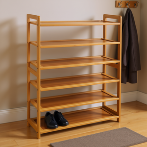 Scarpiera a 6 livelli in legno per l'organizzazione dell'ingresso, mobile per la casa - Product Image 2