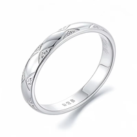 Bagues en argent sterling 925 plaqué or pour hommes et femmes Bagues en argent sterling simplicité, cercle uni, bague à motif exquis