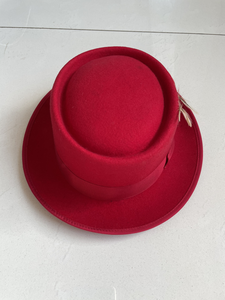 Chapeau Fedora en feutre classique unisexe R183 100% laine avec logo personnalisé, bord court, rouge, <span class=keywords><strong>Porkpie</strong></span> pour hommes - Product Image 2