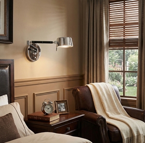Lámpara de Pared Articulada Retro de Lujo para Hotel, Lámpara de Lectura Decorativa para Cabecera, de Latón y Madera, Ajustable, con LED, Estilo Aláster - Product Image 3