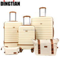 Nouvelle Arrivée Ensemble de Valises Rigides Imperméables en ABS Personnalisables pour Voyages d'Affaires Style Vintage Beige