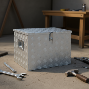 Boîte à outils en aluminium 24x16,9x17,9 pouces, construction robuste, étanche, rangement de garage, fermeture à loquet rectangulaire, verrouillage à clé - Product Image 2