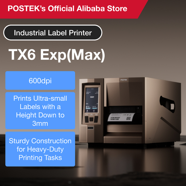 POSTEK Label Printer TX Exp(Max) Series 600Dpi Industrial Barcode Thermal Transfer Label Printer 3C/FCC/CE