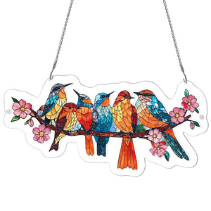 Oferta Especial: Atrapasueños de Cristal con Diseño de Flores de Cerezo y Pájaros, Adorno Colgante de Acrílico Irregular Tipo Rompecabezas para Eid, Cumpleaños, Bodas - Product Image 3
