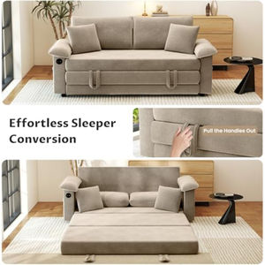 <span class=keywords><strong>โซฟา</strong></span>เบดแบบพับได้ 2 ที่นั่ง ปรับเป็นเตียงได้ มีพอร์ต USB ผ้าเชนิลล์ ขนาดควีนไซส์ เหมาะสำหรับพื้นที่ขนาดเล็กในห้องนอน - Product Image 3