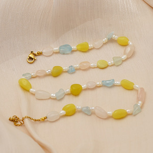 ZOGXIN Pearl Natural Stone Bead Necklace Multicolor Geometric Design For Women Party Fashion Jewelry - Product Image 3
