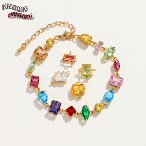 Pendentif carré en zircon, accessoires de bijoux DIY, pierre synthétique taille émeraude pour la fabrication de bracelets, colliers et boucles d'oreilles - Product Image 3