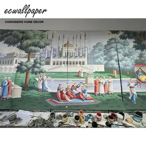 Peintures murales panoramiques d'Istanbul de qualité supérieure papiers peints à la main sur papier scénique