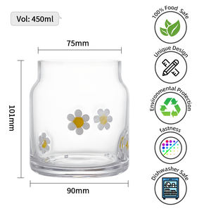 Bicchieri in Vetro con Stampa <span class=keywords><strong>Margherita</strong></span>: Tazze per Bevande Fredde in Stile Pastorale, Bicchieri per Succo con Motivo Limone, Personalizzabili con Logo all'Ingrosso 450ML - Product Image 5