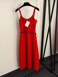 Robe décontractée pour femme avec nouveau motif jacquard <span class=keywords><strong>labyrinthe</strong></span>, col à chaîne perlée et bretelles tricotées - Product Image 4