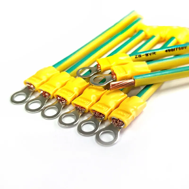 Custom Yellow Green Earth Wire Lead Ground Drain Wire GND Cable For Solar system