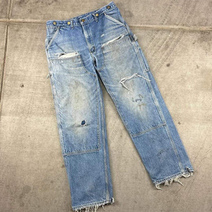 Jeans da Falegname Personalizzati per Uomo, Stile Baggy, Effetto Invecchiato e Strappato, Pantaloni in Denim Vintage da Lavoro - Product Image 3