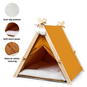 Casa para Gatos Plegable y Resistente, con Diseño Sólido Multicolor, Cojín y Marco de Madera, Casa Interior para Perros y Gatos - Product Image 3