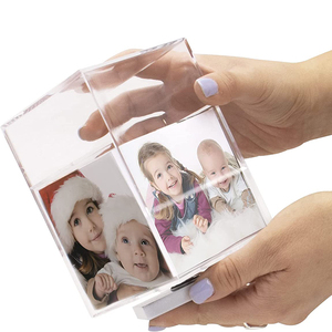 Khối Lập Phương Xoay Ảnh Tùy Chỉnh Với Đế Màu Đen, Giữ 5 Ảnh Khung Ảnh Acrylic Trong Suốt Xoay Được - Product Image 2