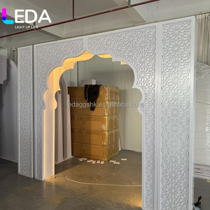 LEDA Customized Morocco Style <b>Wall</b> Panel Event Wedding Backdrop Design Stage <b>Decoration</b> Arch White Backdrop <b>Wall</b> With Led Light - Product Image 6