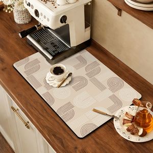 Tapis de cuisine géométrique moderne 60x40cm, rectangulaire, antidérapant, épais et absorbant, pour la protection du comptoir de la machine à café - Product Image 1