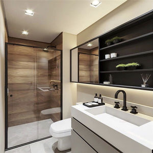 Ensemble de meubles de salle de bain contemporains avec double vasque, design moderne et luxueux - Product Image 1