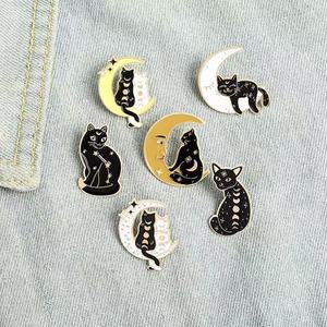 Lune Chat Noir Chat Motif Mignon Pins Dessin Animé Mignon Mode Badges Vêtements Sac Chapeau Bijoux Enfants Amis Coulée Souvenir Cadeaux - Product Image 2