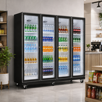 Équipement de réfrigération commerciale pour supermarchés, réfrigérateur vertical personnalisé à 4 portes vitrées, mini-réfrigérateur de présentation, refroidisseur de boissons